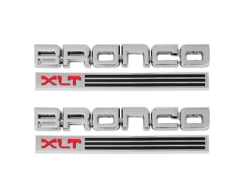 1987-1991 Ford Bronco XLT Chrome Fender Side Emblems Pair LH & RH, Set of 4