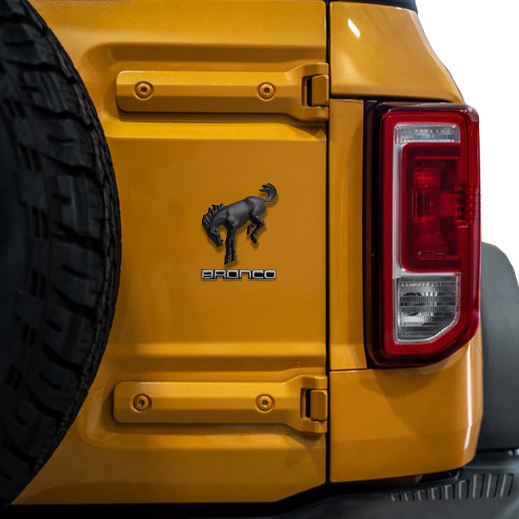 2021-2026 Bronco Classic Matte Black Bucking Bronco Fender Trunk Emblems 4pc Set