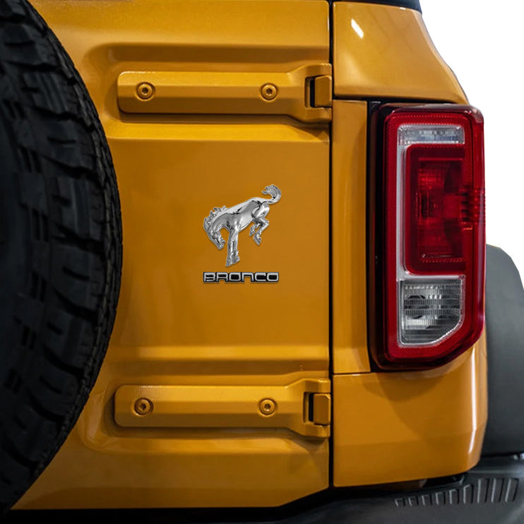 2021-2026 Ford Bronco Classic Style Chrome Name Badge & Bucking Bronco Emblems