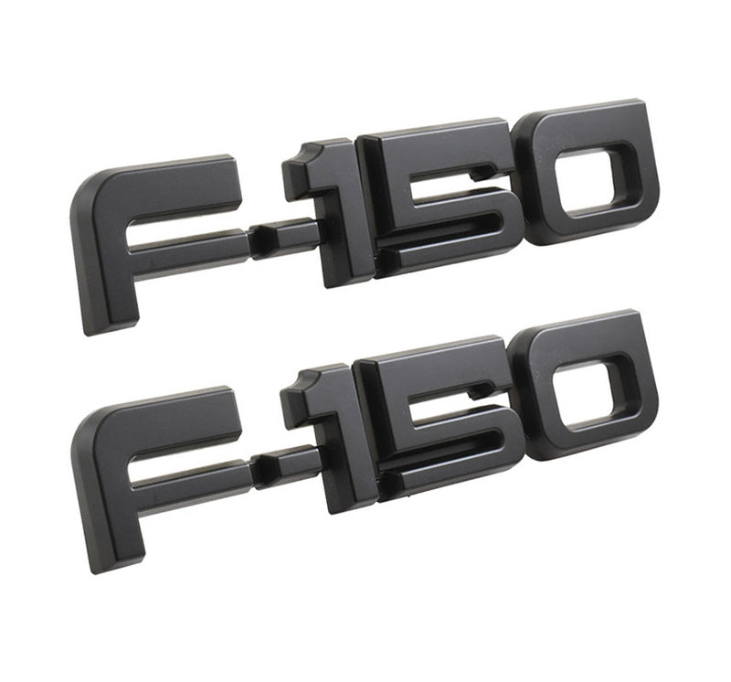 1987-1991 Ford F-150 8" Matte Black Fender Side Emblem Badges - Pair