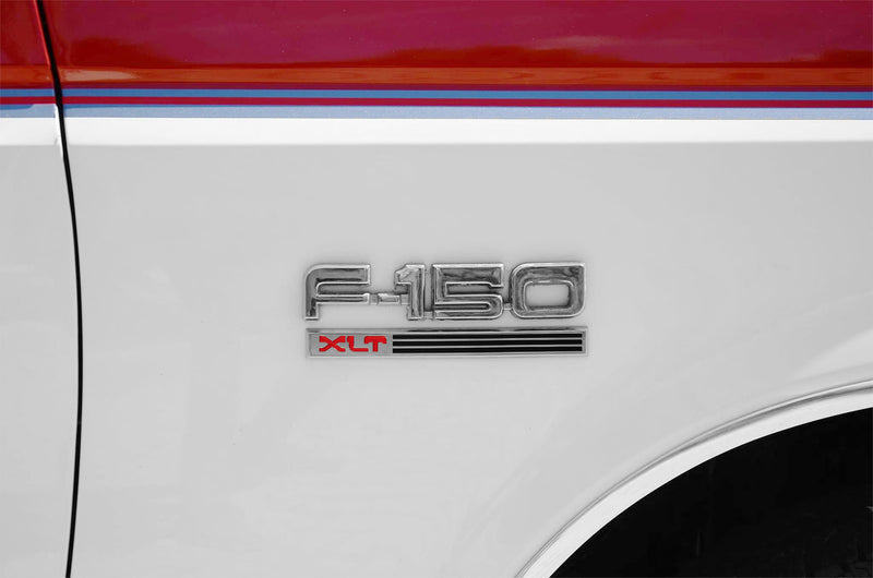 1987-1991 Ford F-150 XLT Chrome Fender Side Emblems, 4pc Set