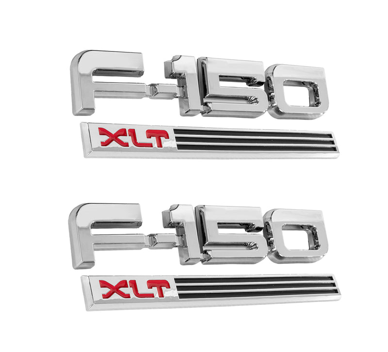 1987-1991 Ford F-150 XLT Chrome Fender Side Emblems, 4pc Set