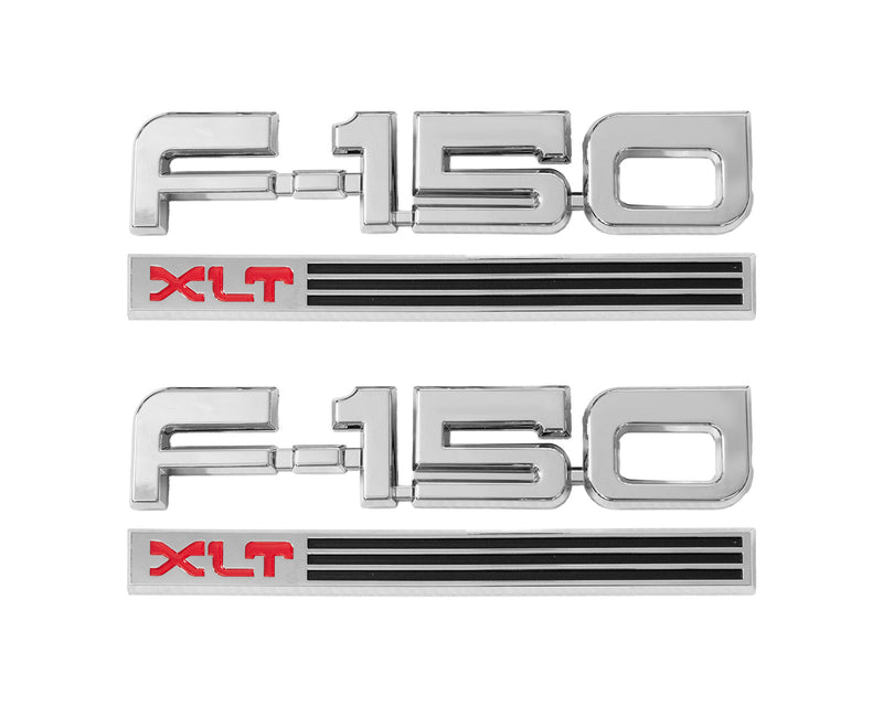1987-1991 Ford F-150 XLT Chrome Fender Side Emblems, 4pc Set