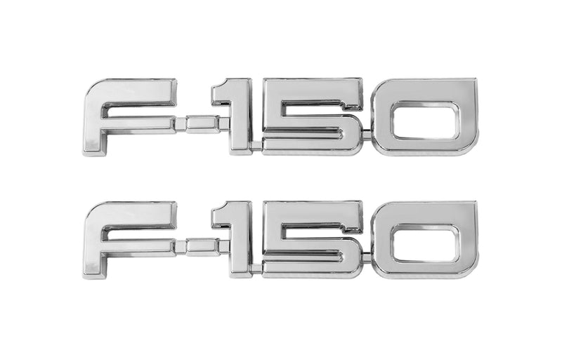 1987-1991 Ford F-150 8" Chrome Fender Side Emblem Badges - Pair