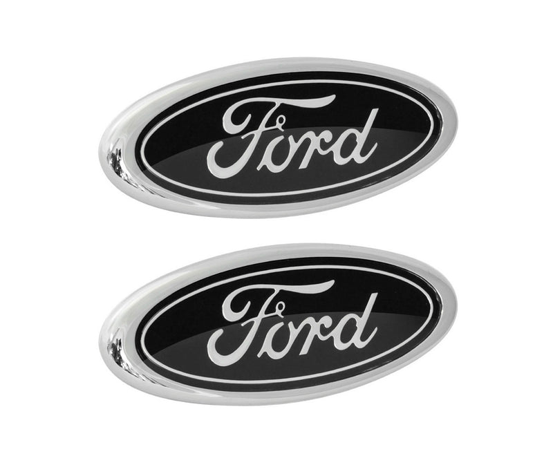 2004-2014 F-150 9" Front Grille & Rear Tailgate Chrome & Black Ford Oval Emblems Pair
