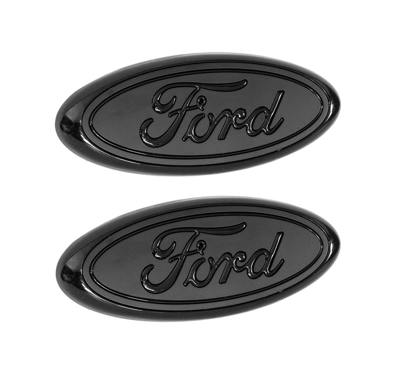 2004-2014 F-150 9" Front Grille & Rear Tailgate Two-Tone Black Ford Oval Emblems Pair