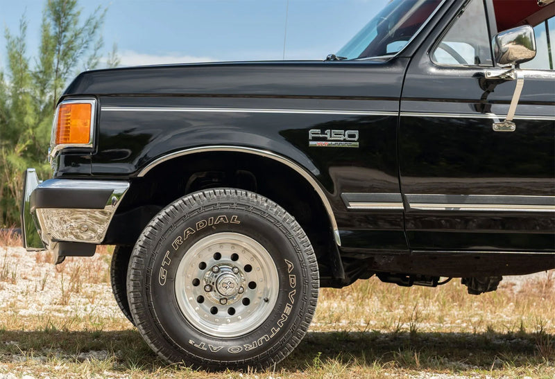 1987-1991 Ford F-150 8" XLT Lariat Chrome, Black & Red Fender Side Emblem Lower Accent Badge