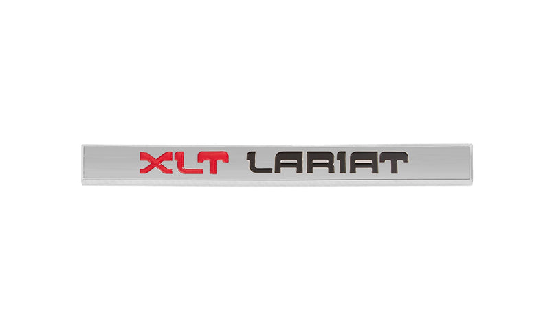 1987-1991 Ford F-150 8" XLT Lariat Chrome, Black & Red Fender Side Emblem Lower Accent Badge