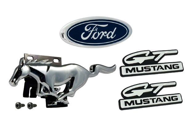 1994-1995 Mustang GT 4 piece Front Grille Running Horse,Fender, Trunk Emblems