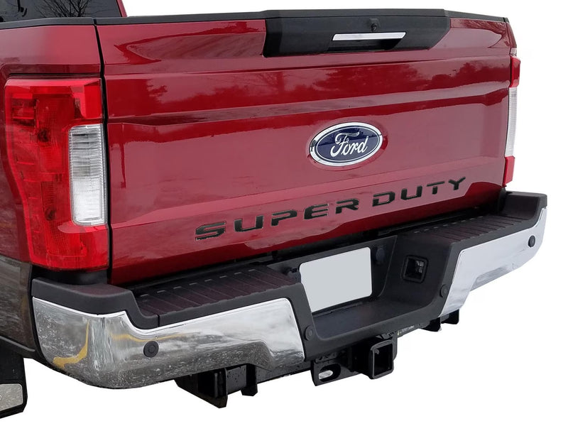 2017-2019 Ford Super Duty OEM Black Platinum Stainless Tailgate Letter Emblems