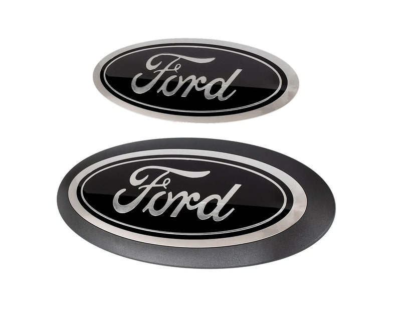 2023-2024 Ford Super Duty No Camera OEM Front Grille Rear Tailgate Emblems Black