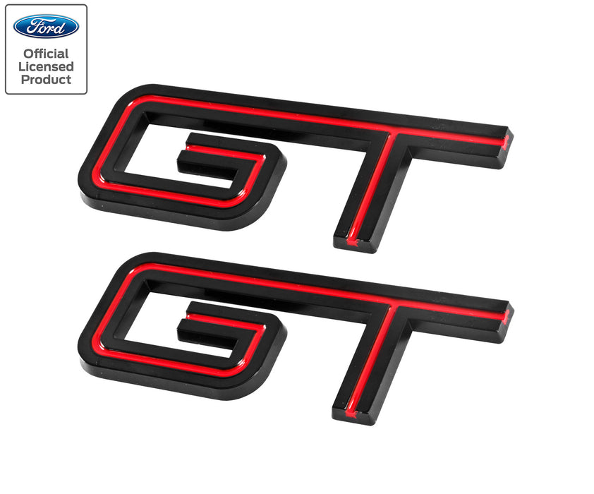 2005-10 Mustang GT Fender or Trunk Emblems Badges Black & Red - 4.5" Long Pair