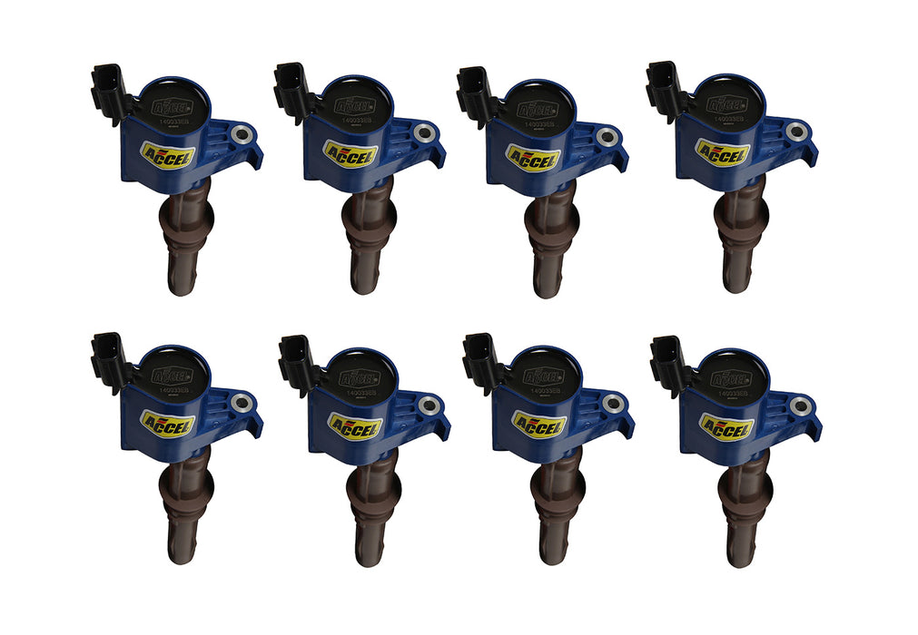 2008-2010 Ford Mustang GT 4.6L Blue Accel SuperCoil Engine Ignition Coils - Set of 8