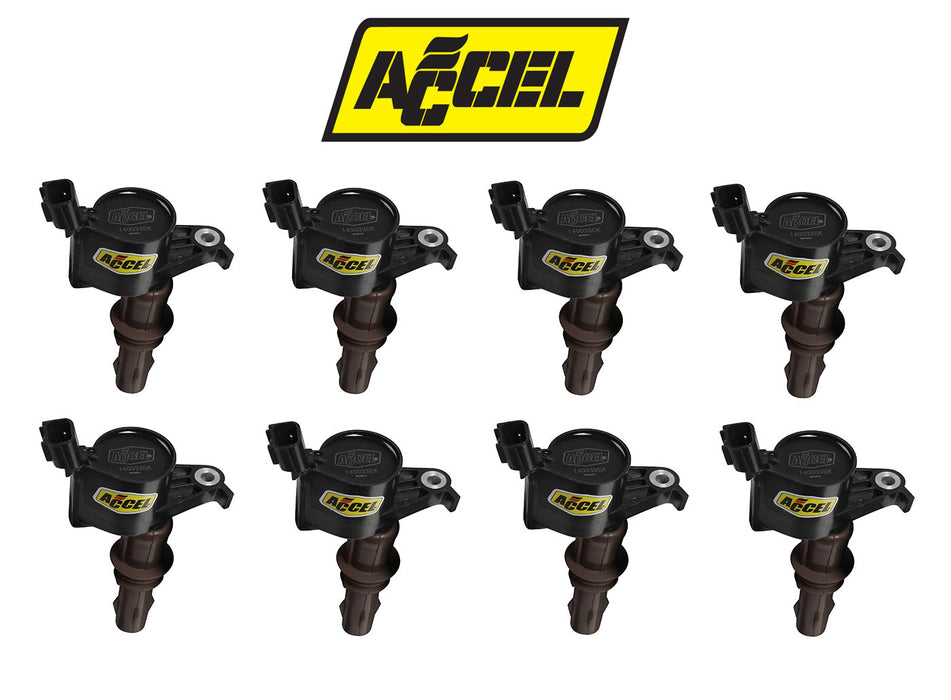 2008-2010 Ford Mustang GT 4.6L Black Accel SuperCoil Engine Ignition Coils - Set of 8