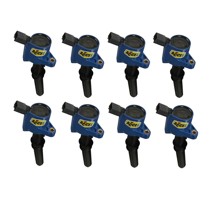 1999-2004 Ford Mustang GT 4.6L Blue Accel SuperCoil Engine Ignition Coils - Set of 8