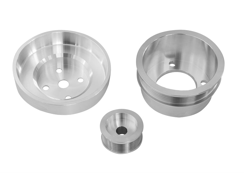 1986-1993 Mustang 5.0L Chrome Plated Steel Underdrive Pulleys 3 pc Set