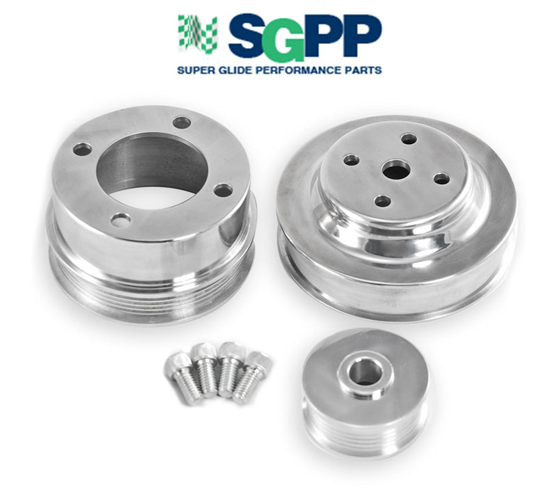 1986-1993 Mustang 5.0L Chrome Plated Steel Underdrive Pulleys 3 pc Set