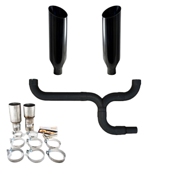 10" Miter Cut Black Double Stack Stainless Pypes Exhaust Dodge 2500 3500 Diesel