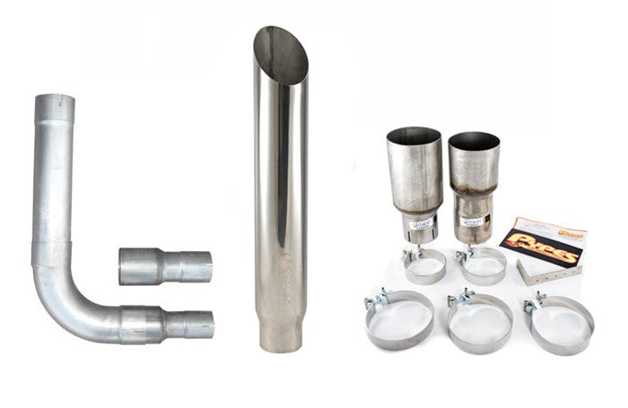 10" Miter Cut Single Stack Stainless Pypes Exhaust Kit Chevy 2500 3500 Diesel