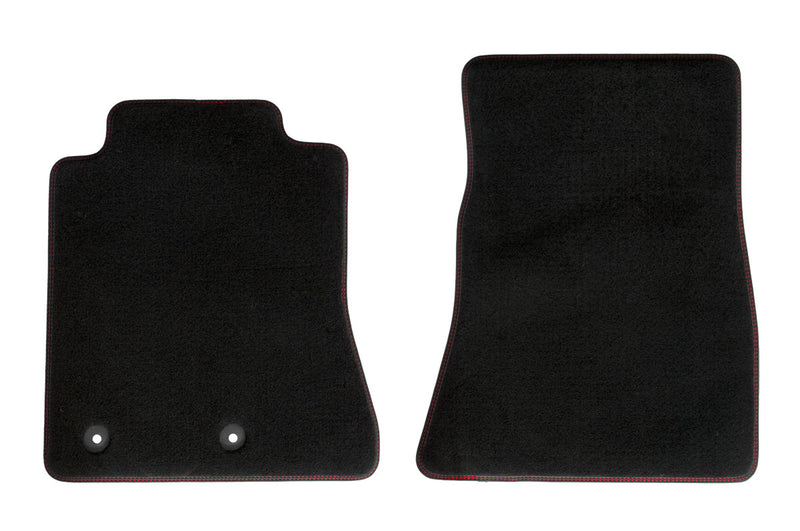 2015-2026 Mustang Genuine Ford 2pc Front Floor Mats Black w/ Red Stitching
