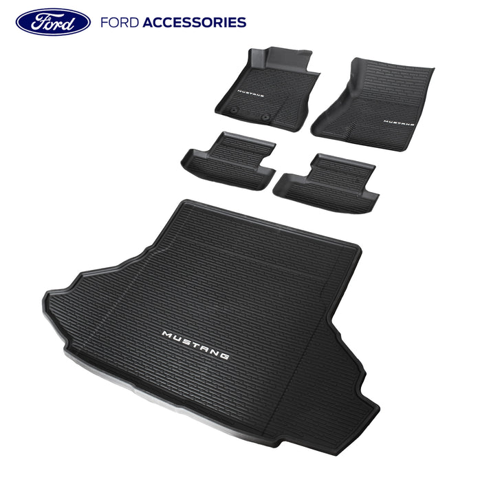 2024 Mustang Genuine Ford OEM Rubber Front & Rear Floor Mat Liners - 5pc Set