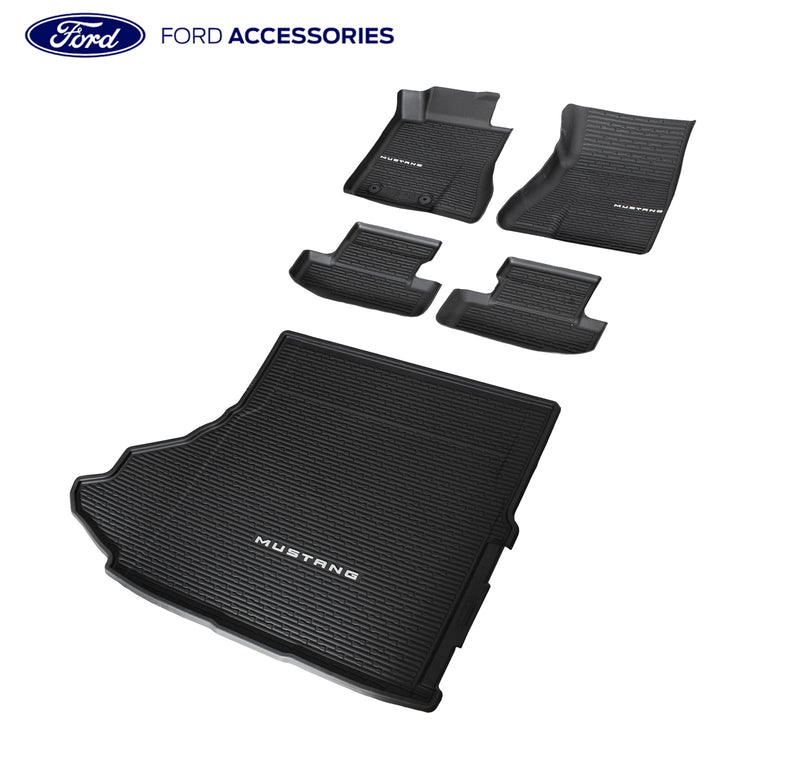 2024-2026 Mustang w Subwoofer OEM Front Rear & Cargo 5pc Rubber Floor Mat Liners
