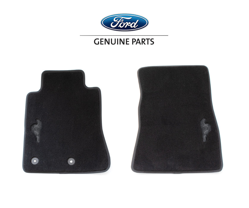 2015-2024 Mustang OEM JR3Z-6313300-BB 2pc Front Floor Mats Black w/ Running Horse