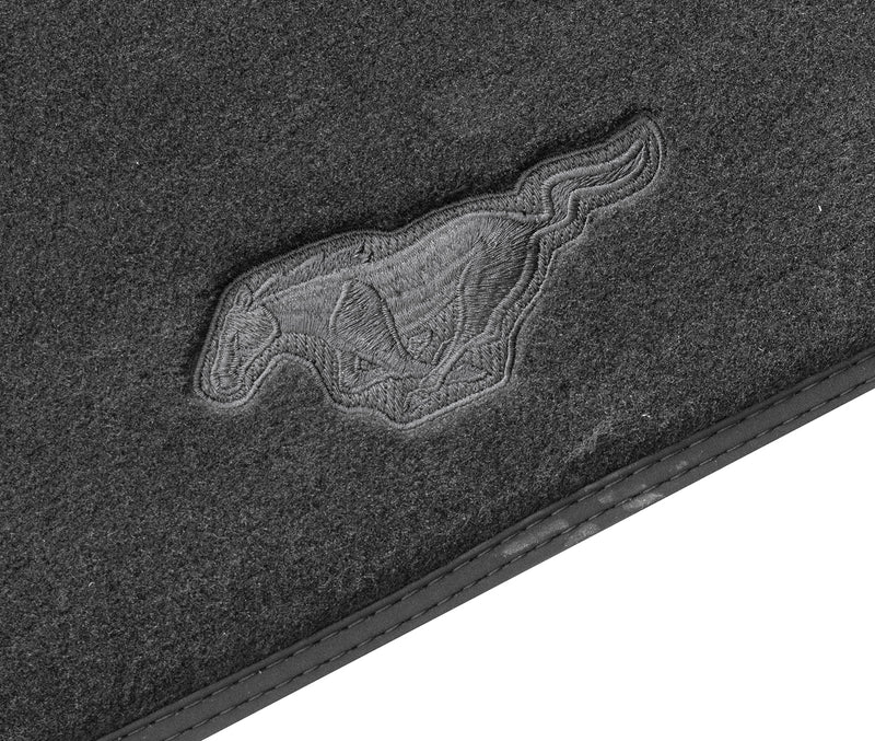 2015-2026 Mustang OEM JR3Z-6313300-BB 2pc Front Floor Mats w Black Running Horse