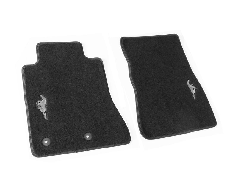 2015-2026 Mustang OEM JR3Z-6313300-BC 2pc Front Floor Mats Silver Running Horse
