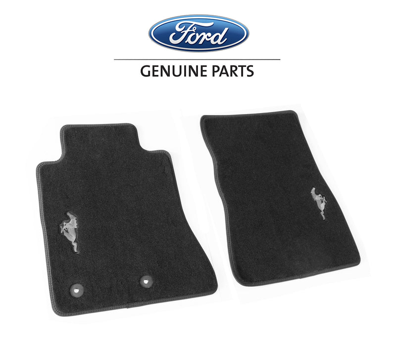 2015-2026 Mustang OEM JR3Z-6313300-BC 2pc Front Floor Mats Silver Running Horse