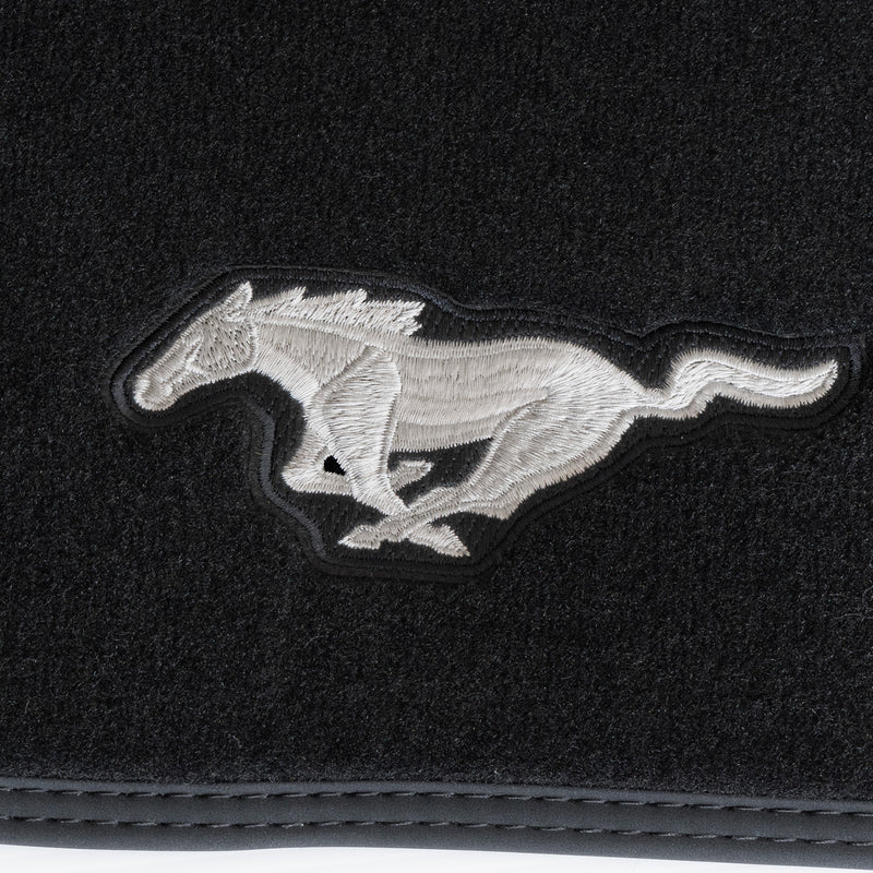 2015-2026 Mustang OEM JR3Z-6313300-BC 2pc Front Floor Mats Silver Running Horse