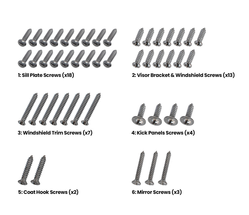 1964 1/2-1966 Ford Mustang Convertible Interior Hardware Screw Kit 47 Piece Set
