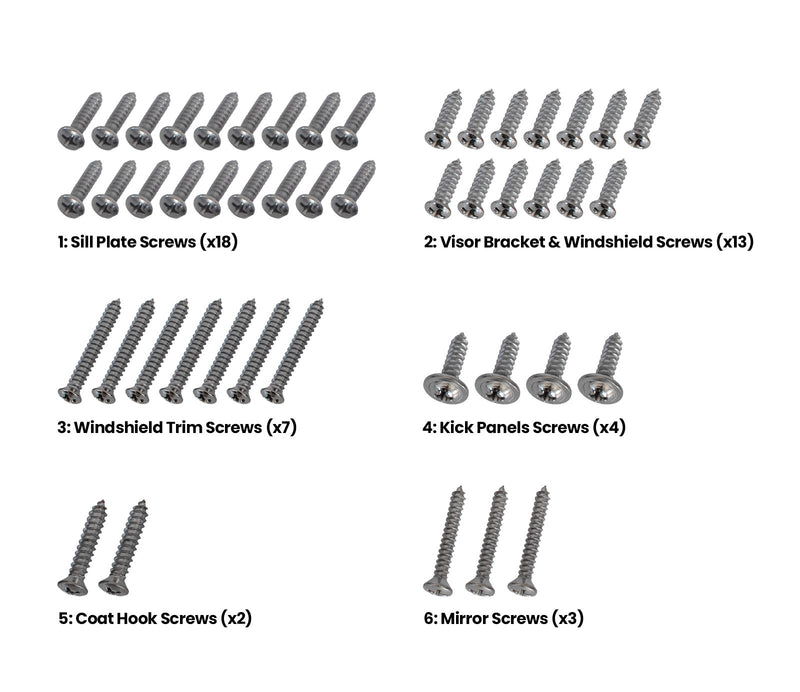 1964 1/2-1966 Ford Mustang Convertible Interior Hardware Screw Kit 47 Piece Set (Copy)
