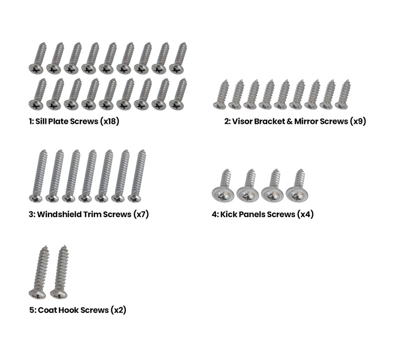 1964 1/2-1966 Ford Mustang Convertible Interior Hardware Screw Kit 47 Piece Set (Copy)
