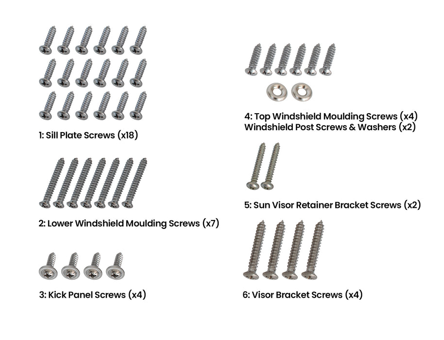 1968 Ford Mustang Convertible Interior Hardware Screw Kit 43 Piece Set