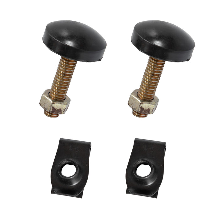 1965-1970 Ford Mustang Adjustable Radiator Support To Hood Rubber Bumpers & U-Clips