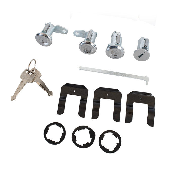 1967-1969 Ford Mustang Polished Stainless Ignition Doors Trunk Lock Set Keys