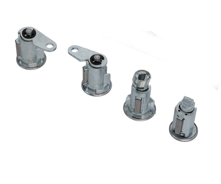 1967-1969 Ford Mustang Polished Stainless Ignition Doors Trunk Lock Set Keys