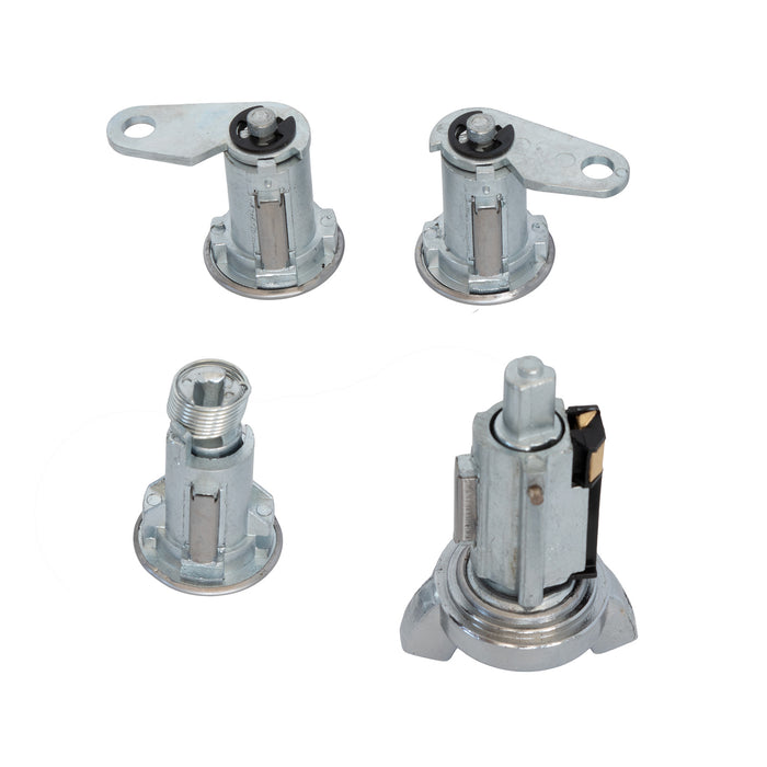 1970-1973 Ford Mustang Polished Stainless Ignition Doors Trunk Lock Set Keys