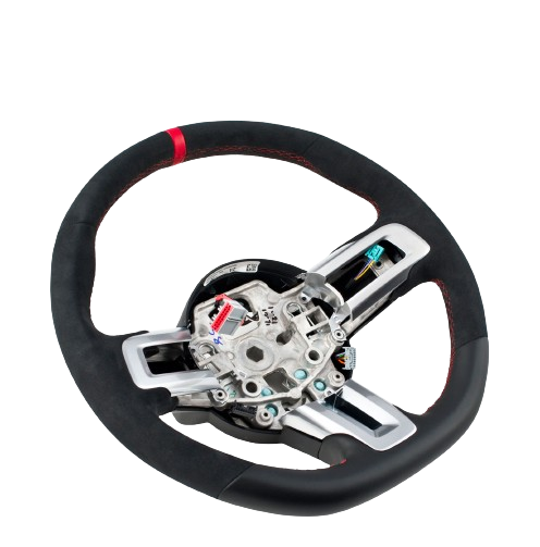 2015-2017 Mustang GT Ecoboost Steering Wheel Leather & Suede w/ Red Stitching