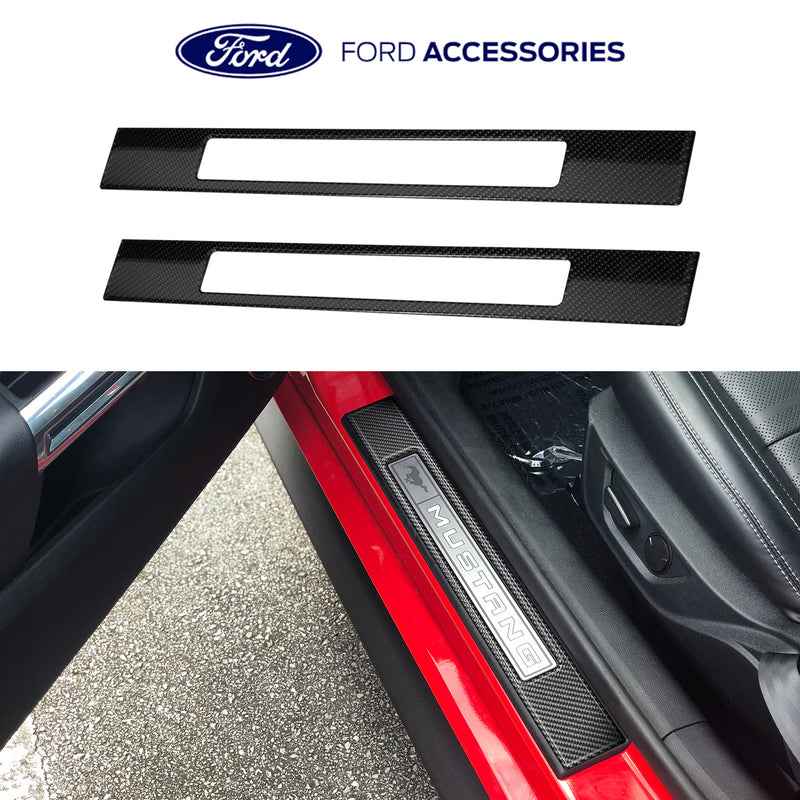 2015-2026 Mustang OEM VPR3Z-99132A08-A Carbon Fiber Door Sill Plate Accents Pair
