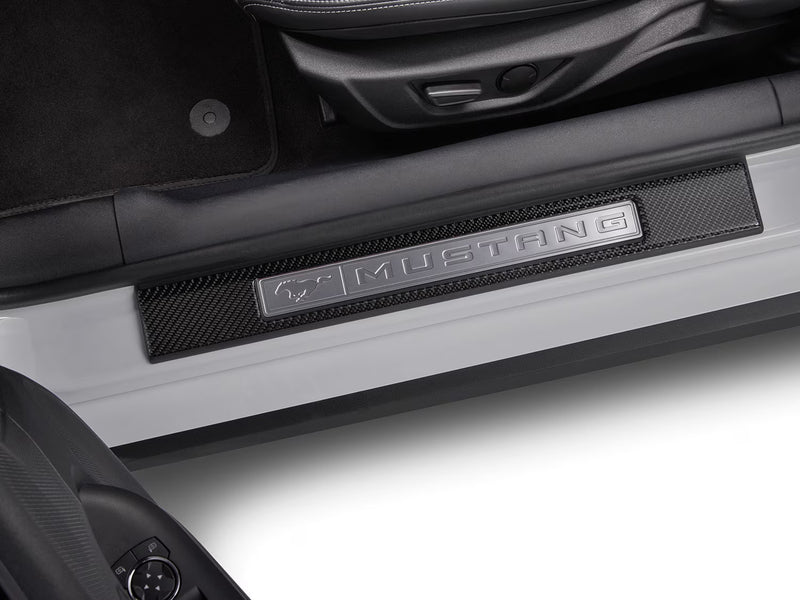 2015-2026 Mustang OEM VPR3Z-99132A08-A Carbon Fiber Door Sill Plate Accents Pair