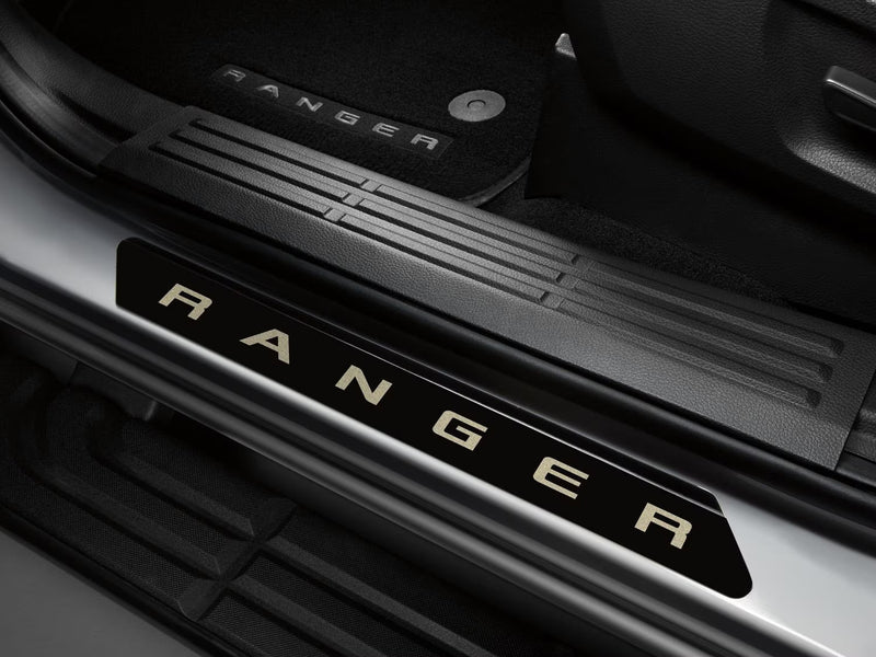 2019-2025 Ford Ranger Supercab OEM Black Platinum Stainless Door Sill Plates 2pc