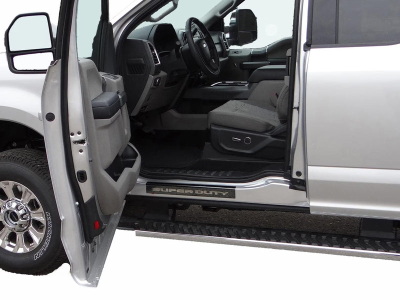 2017-2022 Super Duty 2-Door Black Platinum Stainless Door Step Sill Plates Pair