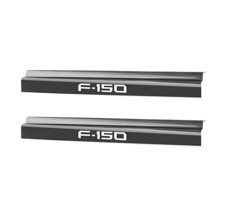 2021-2024 F150 SuperCab Genuine Ford OEM Black Platinum Stainless 2pc Bottom Door Step Sill Plates