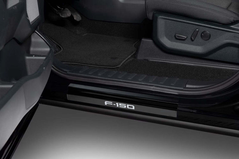 2021-2025 F150 SuperCab Black Platinum Stainless Bottom Door Step Sill Plates PR