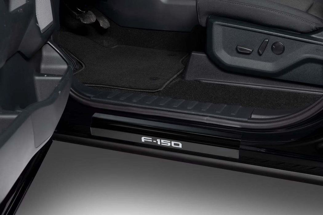 2021-2024 F150 SuperCab Genuine Ford OEM Black Platinum Stainless 2pc Bottom Door Step Sill Plates