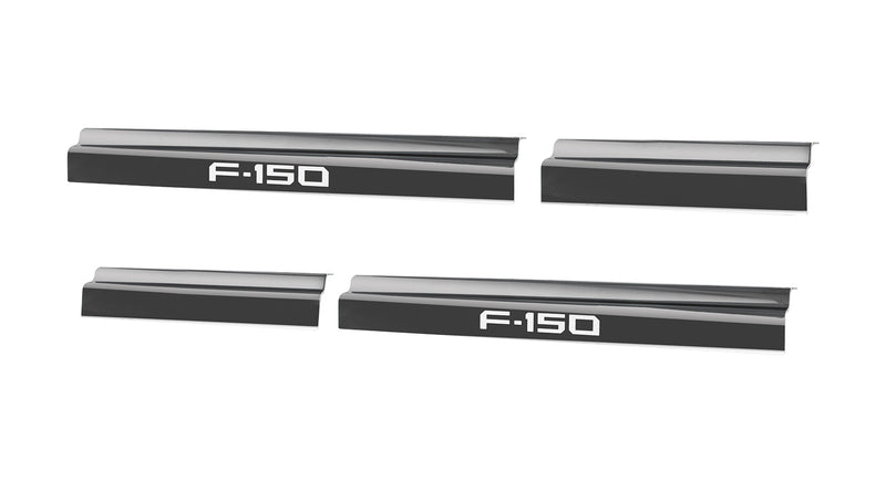 2021-2025 F150 SuperCrew OEM Black Platinum Stainless 4pc Door Step Sill Plates
