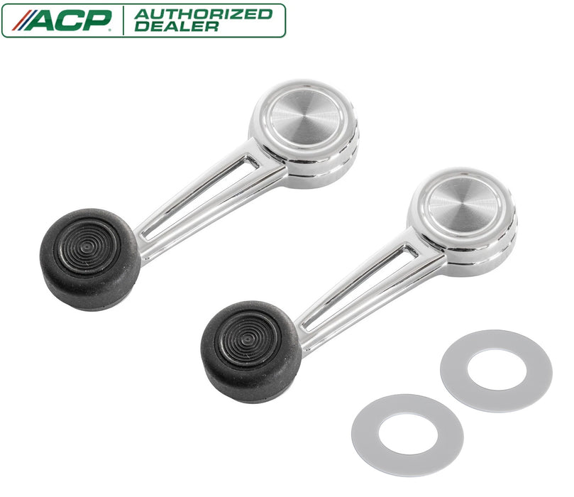 1968-1970 Ford Mustang Complete Chrome Window Handles Knobs & Backing Plates Kit