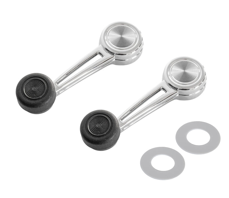 1968-1970 Ford Mustang Complete Chrome Window Handles Knobs & Backing Plates Kit